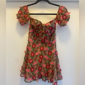 For Love & Lemons Rose Embroidered Dress